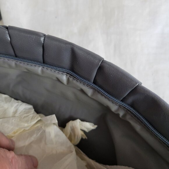 Vintage Dover Clutch Handbag Purse Crossbody Gray UNUSED 60s retro pleats Y2K - Picture 5 of 10